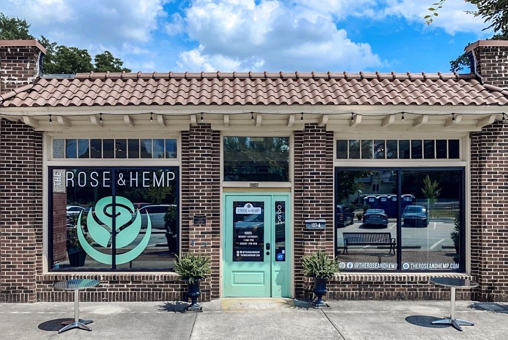 store front facade for rose and hemp