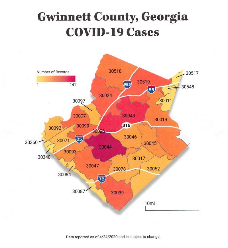 Covid Gwinnett Map 4-24
